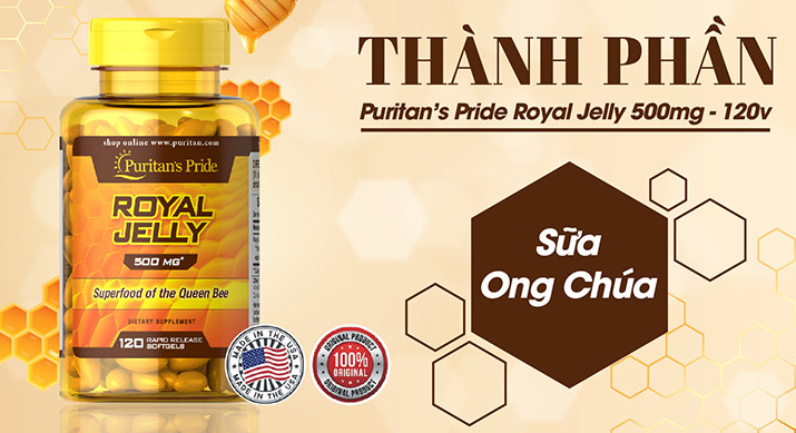 sữa ong chúa royal jelly 500mg puritan's pride mỹ chính hãng